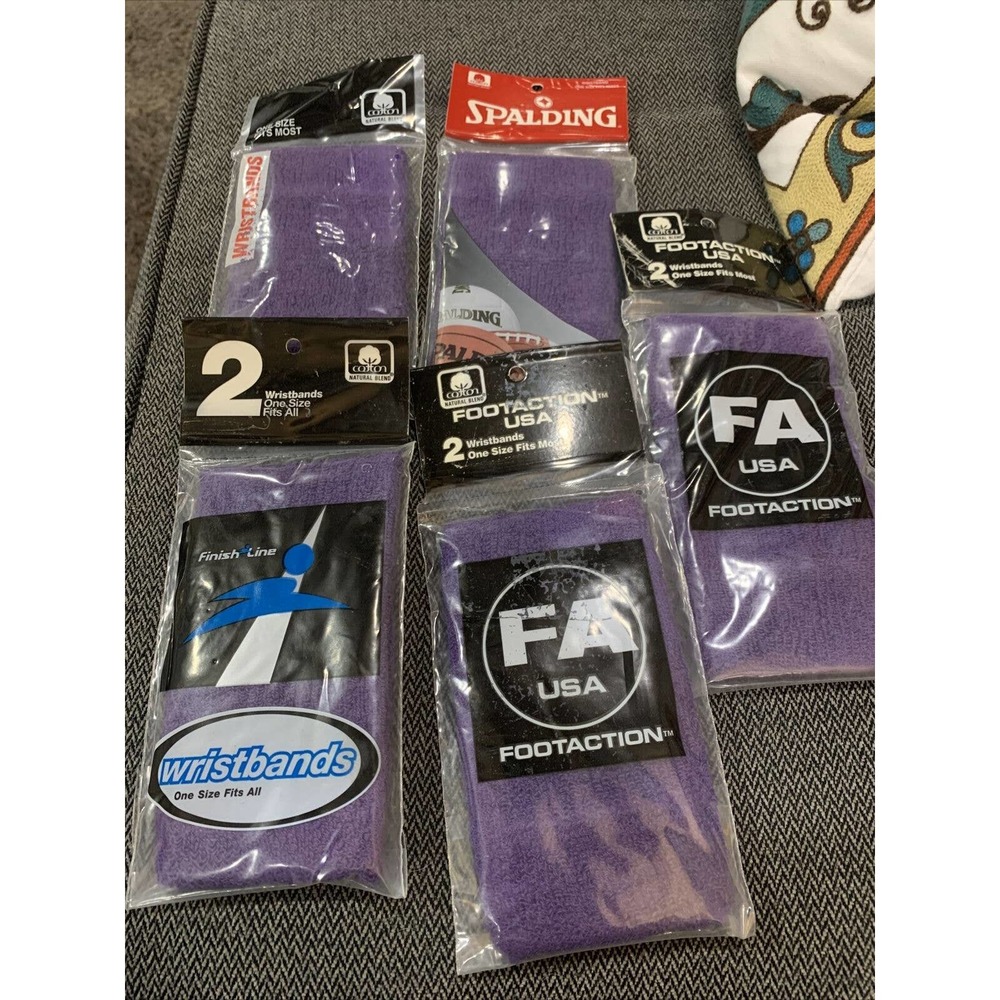 Vtg Terrycloth Sweat Bands Wristbands NOS Purple spalding 90’s 5 pc lot